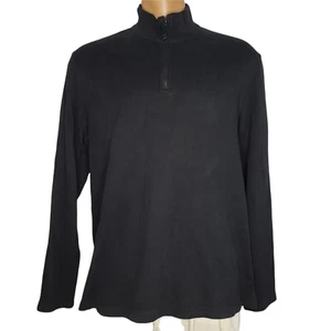 Lands End Large 42-44 1/4 Zip Knit Pullover L/S Black Cotton Sweatshirt - Picture 1 of 5