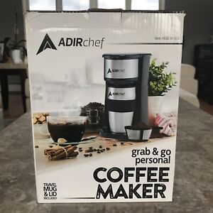 ADIRchef 800-01-BLK Grab N' Go Personal Coffee Maker with 15 oz Travel Mug -...