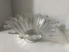 Vintage LE Smith Crystal Clear Large Feather,Fern Glass Bowl