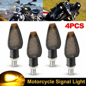 4X Motorcycle LED Turn Signal Blinker Light Smoke Lens Indicator Amber Universal - Picture 1 of 8