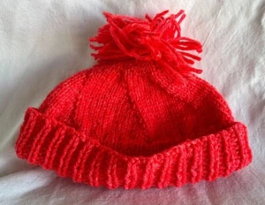 New Handmade Knitted Pink Girls Hat with Tassle CUTE! - Picture 1 of 5