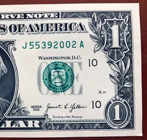 2002 Trailing Birth Year Note One Dollar Bill Fancy Serial Number J5539-2002A - Picture 1 of 3