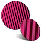 Mouse Mat & Coaster Set Hot Pink Stripe Pattern Girls #170627