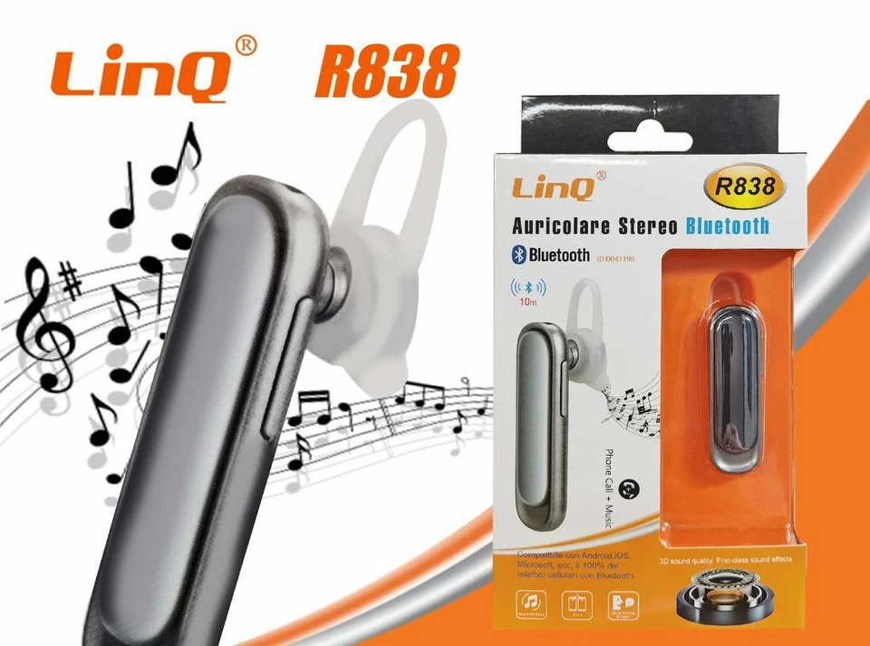 x Auricolare Cuffia Bluetooth Smartphone Tablet Linq R838 - Immagine 1 di 1