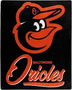 Northwest MLB Baltimore Orioles Royal Plush Raschel Throw Blanket New 50" x 60" - Picture 1 of 6
