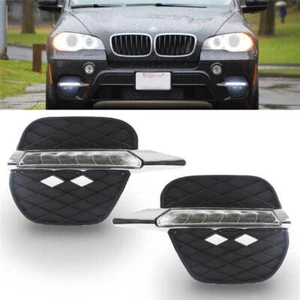 2X LED Daytime Running Lights Drive Bumper Lamps DRL For BMW X5 E70 2011-2013 BP - Foto 1 di 6