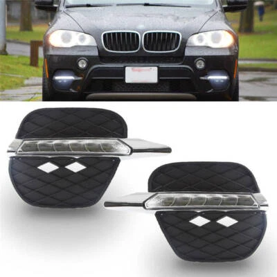 2X Luces LED de circulación diurna luces de parachoques DRL para BMW X5 E70 2011-2013 BP Foto 1 de 4