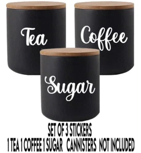 COFFEE TEA SUGAR VINYL DECALS ADHESIVE STICKERS JAR CANISTER LABELS KITCHEN - Picture 1 of 2