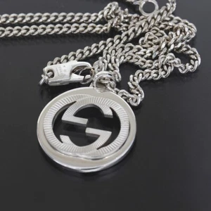 GUCCI Necklace Interlocking Silver 925 55cm E1357 - Picture 1 of 4