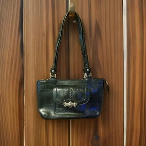 M.C. Marc Chantal Black Embossed Croc LEATHER Satchel Bag Handbag NWOT - Picture 1 of 11