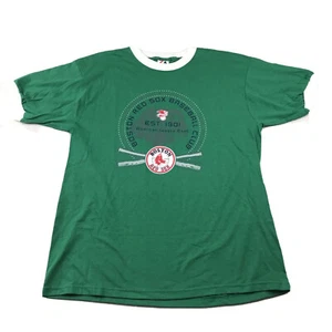 VTG Boston Red Sox Shirt Men XL Green Graphic Tee Contrasting Trim Baseball Club - Picture 1 of 10