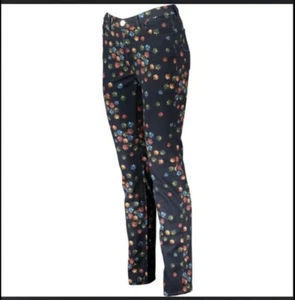 Pantalones de mezclilla Trussardi para mujer 105 negros ajustados estampados de hojas W33 nuevos - Imagen 1 de 12