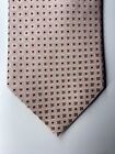 Zegna 100% Silk Designer Tie Geometric Woven Jacquard Pattern Neck Tie Beige