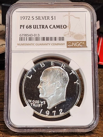 1972 S Eisenhower Proof, NGC Graded PF 68 ULTRA CAMEO, 013 Cover