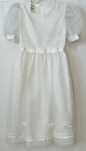 Bonnie Jean Fancy Waist White Church Wedding Flower Girl Dress, Youth Size 14 - Picture 1 of 9