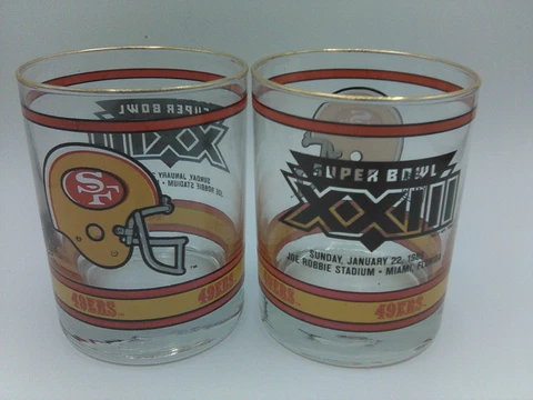 SAN FRANCISCO 49ERS Super Bowl XXIII 1989 VINTAGE GLASSES (2) Collectibles Cover