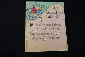 Tarjeta vintage Art Deco Cheer A Friend Get Well años 20 - Imagen 1 de 2