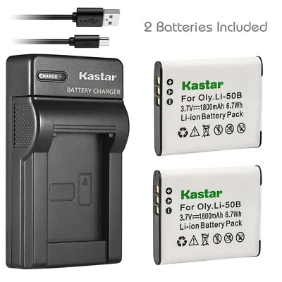 Batería Kastar + Cargador para Olympus Li-50B Pentax D-Li92 Kodax LB-050 VW-VBX090 Foto 1 de 4