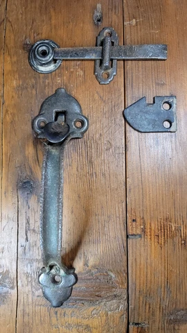 Thumb Latch  Cast Iron Door Handle Rustic Barn Shed Gate Hardware Set Antique Cover
