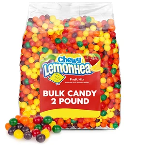 Lemon Heads Bulk Chewy Fruit Mix 2 Pound - Sweet & Sour Assorted Fruit Flavor Ca - Picture 1 of 7