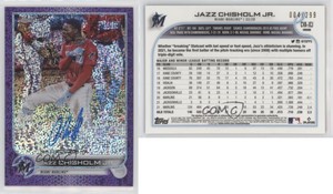 2022 Topps Chrome Veteran Purple Speckle Refractor /299 Jazz Chisholm Jr Auto