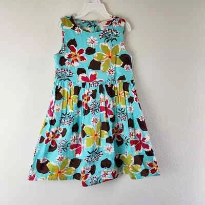 Girls Size 7/8 Sleeveless Dress Aqua Floral Summer - Image 1 of 4