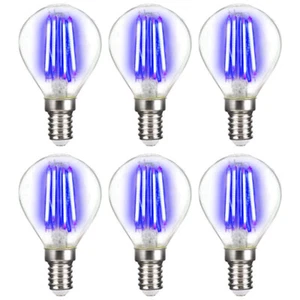 6 x LightMe LED Filament Leuchtmittel Tropfen 4W E14 klar Blau Classic Deco blue - Bild 1 von 2
