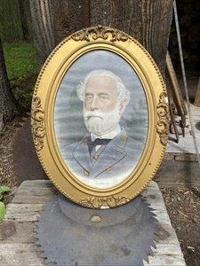 Civil War GENERAL ROBERT E LEE PORTRAIT ANTIQUE W/Gilded Frame - Picture 1 of 9