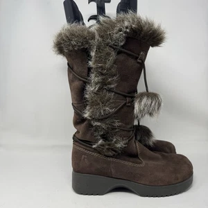 Botas de gamuza de cuero marrón chocolate con ribete de piel sintética Report Olympic talla 11 - Imagen 1 de 8