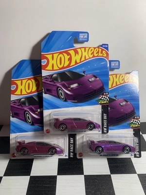 2025 Hot Wheels - 94 Bugatti EB110 SS - Purple - HW Race Day 221/250 - Lot of 3 - Image 1 of 2