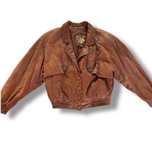 Vintage Wilsons Adventure Bound Brown Leather Bomber Aviation Jacket Women - Picture 1 of 6