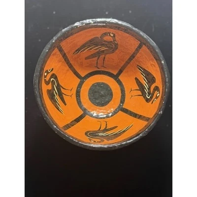 雅典卫城博物馆橙色鸟陶瓷碗微型复制品带底座 — 第 1/4 张图片