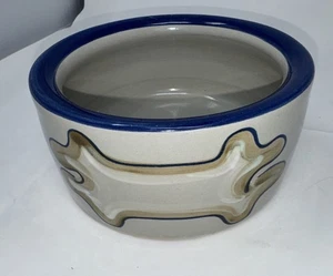 Louisville Stoneware Dog Dish 7” Kentucky Heavy Thick Blue Yves Bone Design - Picture 1 of 6