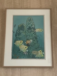 Toshi Yoshida "Sea Fishes" Holzschnitt, signiert 1975 - Bild 1 von 11