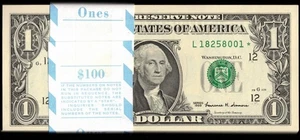 #100 BEP BANDED 1999 $1 STAR-PACK L18258001*-8100* - Picture 1 of 3