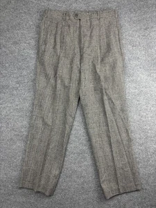 J Peterman Pants Mens 36 Gray Wool Pleated Dress Trousers Made in USA Classic - Picture 1 of 8