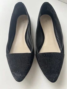 Sparkle Pointy Toe Ballet Flats Woman Size 7 Black Slip On Apt. 9 - Picture 1 of 8