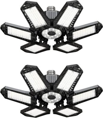 2Pack LED Garage Light 600W 900000LM Deformable Bright Shop Ceiling Bulb Lamps - Image 1 of 4