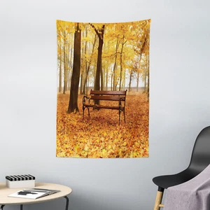 Fall Tapestry Misty Autumn Park Rustic Print Wall Hanging Decor - Picture 1 of 3