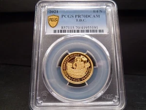 2021 PF70DCAM Gold 1/4 Noble (1/4 oz) PCGS Certified Mint Perfect - Gold Shield - Picture 1 of 8