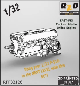 1/32 FAST-FIX Resin V-1650 Merlin Detailed Engine for P-51D Spitfire - Picture 1 of 13
