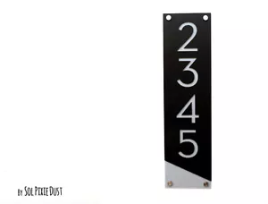 Modern House Numbers, Black Acrylic with Grey Acrylic - Vertical - Plaque Sign - Picture 1 of 6