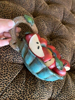 Candelabro de pilar de cerámica gourmet manzana 3” mango de rama de madera como Fitz Floyd Foto 1 de 4