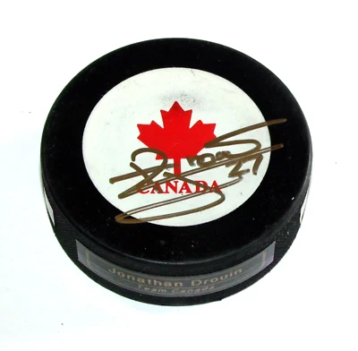 Disco de hockey autografiado por Jonathan Drouin Tampa Bay Lightning A3491 Foto 1 de 2