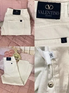 VALENTINO Vintage Jeans W36 L28 Natural Stone Ecru Regular Fit Made In Italy - Picture 1 of 19