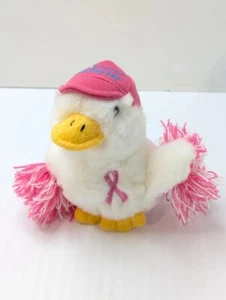 Peluche de pato parlante Aflac concientización sobre el cáncer de mama con sombrero rosa y pompones J - Imagen 1 de 6