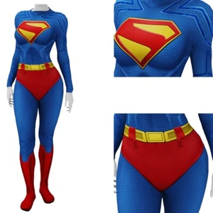 Supergirl Jumpsuit Cosplay Bodysuit Super Girl Costume Halloween Adult Kids New - Picture 1 of 5