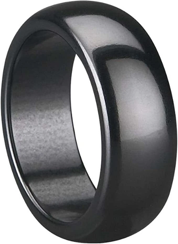 8mm Men's or Ladie's Ceramic Shiny Domed Black  Engagement Wedding Band Ring - Image 1 of 1
