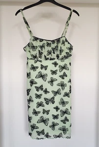 Bershka Damen Schmetterling Design Mesh Bodycon Minikleid mintgrün gefüttert Gr. S - Bild 1 von 14