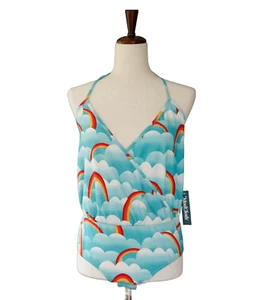 NWT Modcloth Retro Rainbow Cloud Halter Bodysuit Top M Whimsical Harajuku Kid - Picture 1 of 11